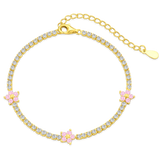 Catania | Blumen Armband 925 Silber - Flamingo