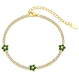 Catania | Blumen Armband 925 Silber - Crystal Green