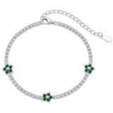 Catania | Blumen Armband 925 Silber - Crystal Green