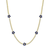 Catania | Blumen Kette 925 Silber - Dark Ocean