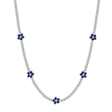 Catania | Blumen Kette 925 Silber - Dark Ocean