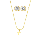 Athen Ohrring + Biel Kreuz Kette | 925 Silber - Set