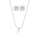 Athen Ohrring + Biel Kreuz Kette | 925 Silber - Set