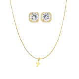 Athen Ohrring + Biel Kreuz Kette | 925 Silber - Set