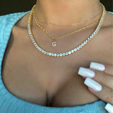 4mm Tennis + Buchstabenkette 925 Silber - SET