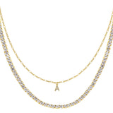 4mm Tennis + Buchstabenkette 925 Silber - SET