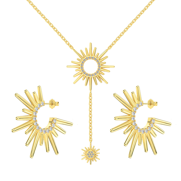 Beach Blossom Kette + Sunlit Waves Ohrring | 925 Silber - Set