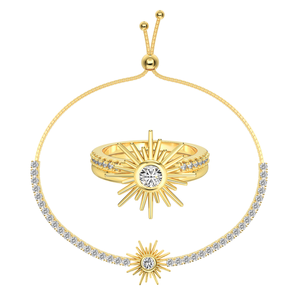 Sunset Serenity Ring + Tropical Teardrop Armband |925 Silber - Set