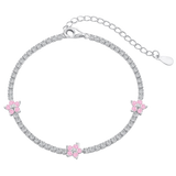 Catania | Blumen Armband 925 Silber - Flamingo