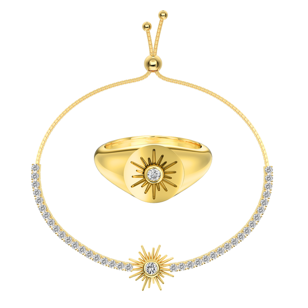 Dune Dance Ring + Tropical Teardrop Armband | 925 Silber - Set