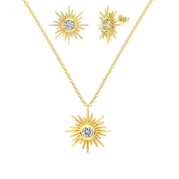Lagoon Lagoon Kette + Solar Flare Ohrring | 925 Silber - Set
