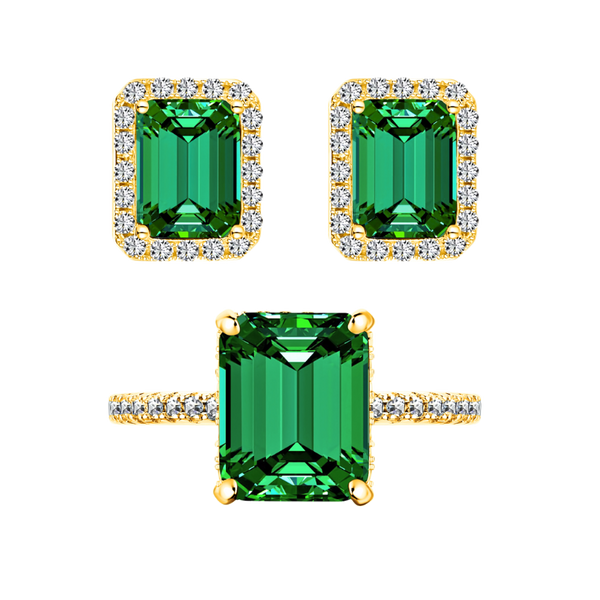 Emerald Bay Ring + Greenfield Earring | 925 Silver - Set