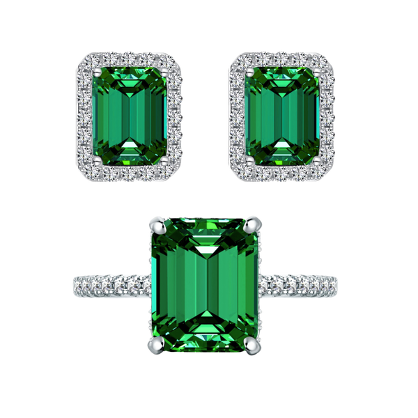 Emerald Bay Ring + Greenfield Ohrring | 925 Silber - Set