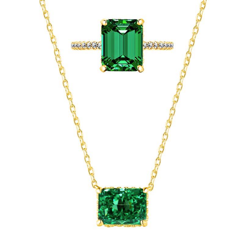 Emerald Bay Ring + Maplewood Kette | 925 Silber - Set
