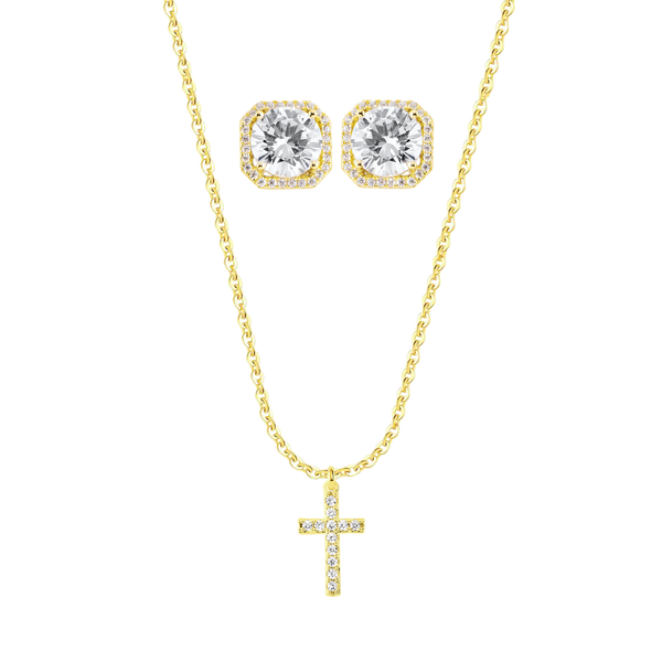 Athen Ohrring + Argos Kreuz Kette | 925 Silber - Set