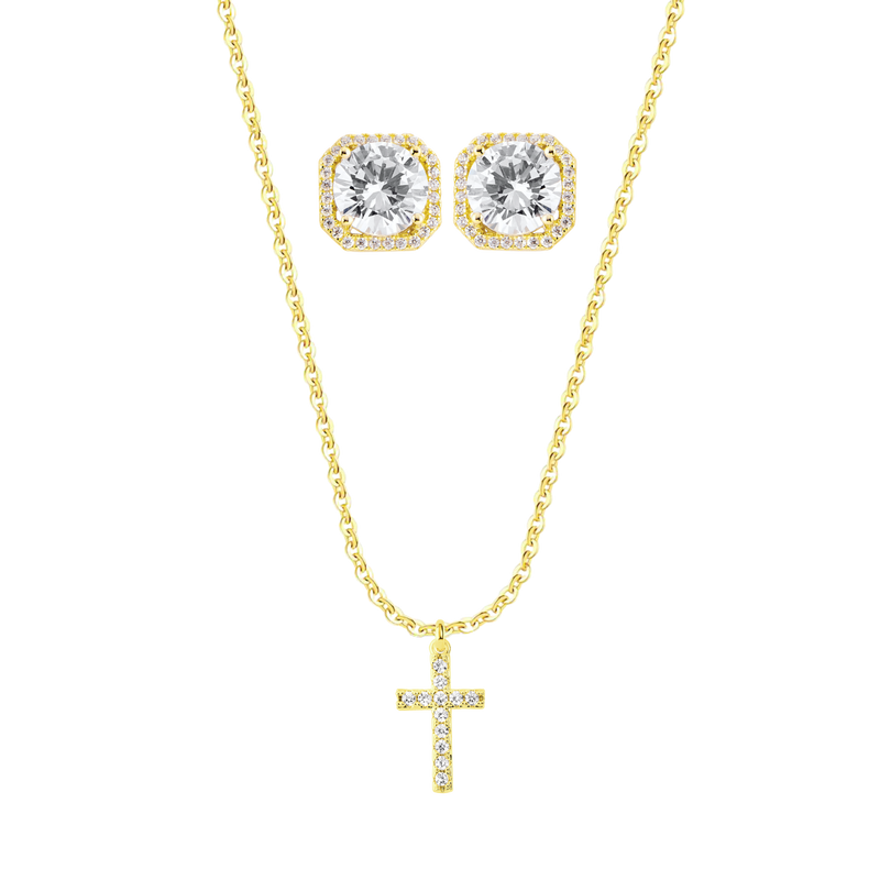 Athen Ohrring + Argos Kreuz Kette | 925 Silber - Set