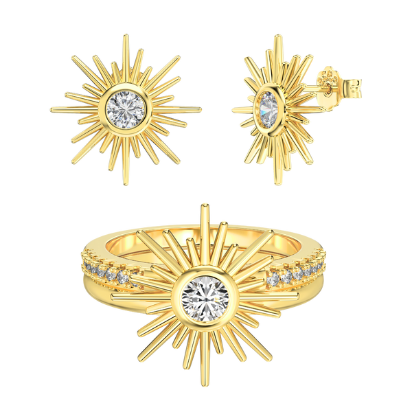 Sunset Serenity Ring + Solar Flare Ohrring | 925 Silber - Set