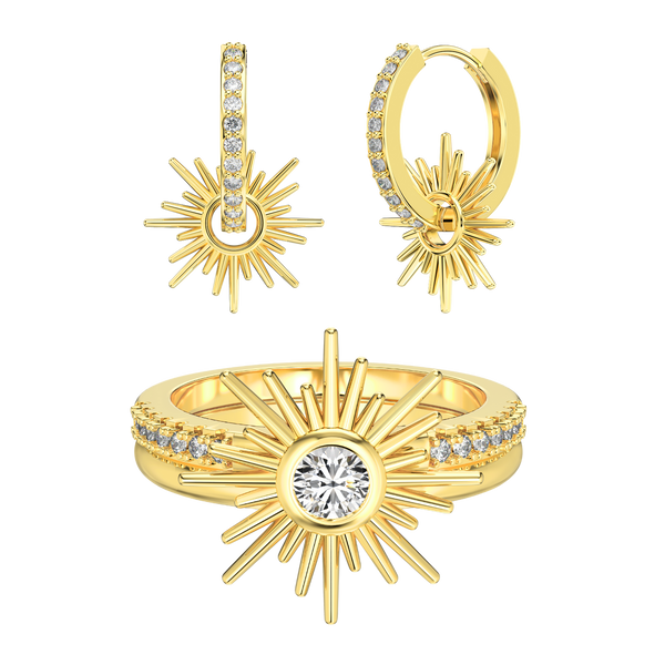 Sunset Serenity Ring + Sunrise Stroll Ohrring | 925 Silber - Set