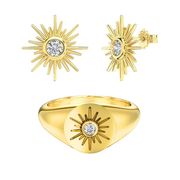 Dune Dance Ring + Solar Flare Ohrring | 925 Silber - Set