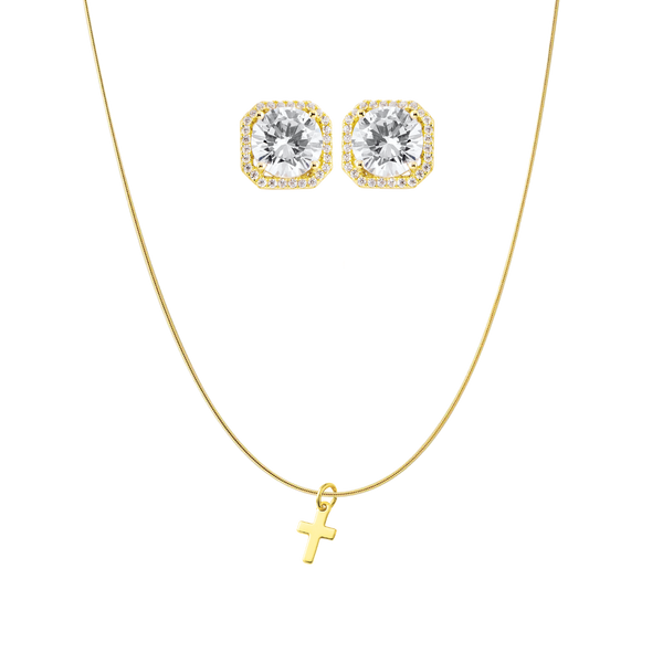 Athen Ohrring + Biel Kreuz Kette | 925 Silber - Set