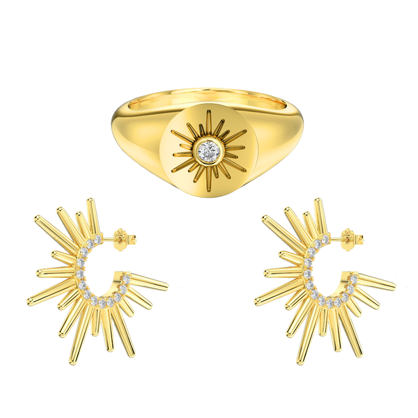 Dune Dance Ring + Sunlit Waves Ohrring | 925 Silber - Set