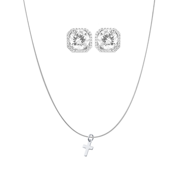 Athen Ohrring + Biel Kreuz Kette | 925 Silber - Set