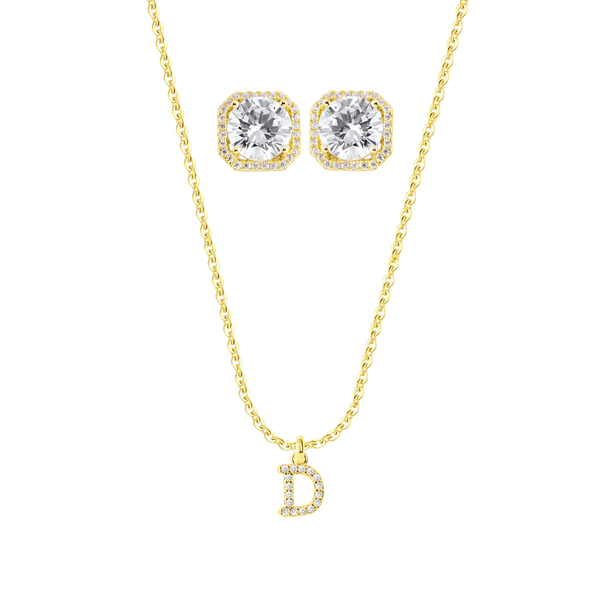 Athen Ohrring + Jambi Buchstabenkette | 925 Silber - Set