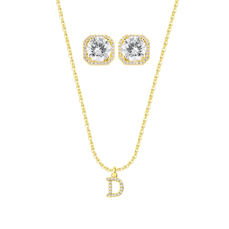 Athen Ohrring + Jambi Buchstabenkette | 925 Silber - Set